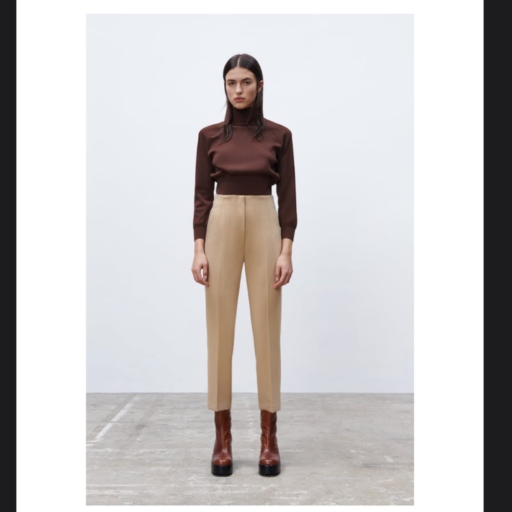 Zara High Waisted Taupe Brown Pants